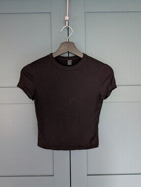 SHEIN Black Short Sleeve Crewneck Tee | XS | Stretch